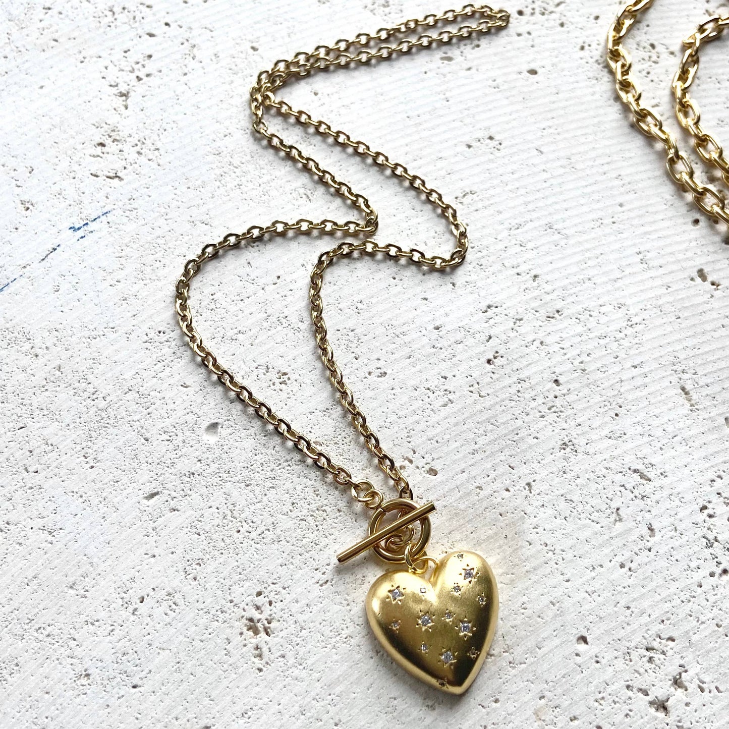 Hand Casted Sparkly Heart Necklace 