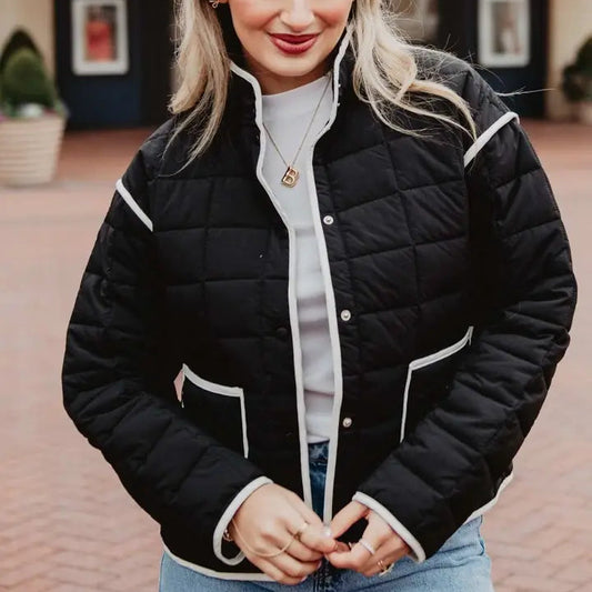 Black Quilted Trim Jacket Women's
