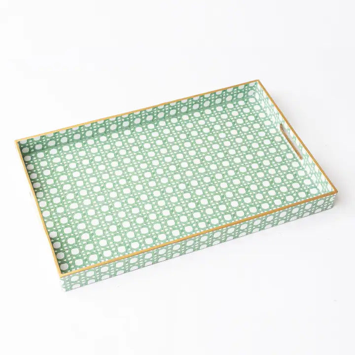 Green Cane Rectangular Tray