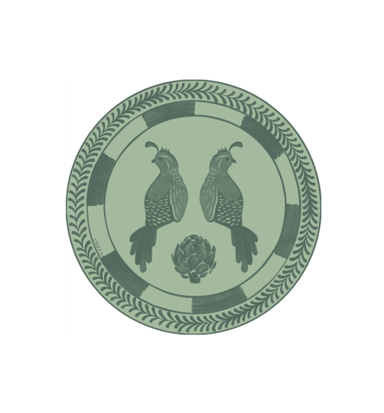 Josephine Quails Dessert Plate - 8 pack: Sage