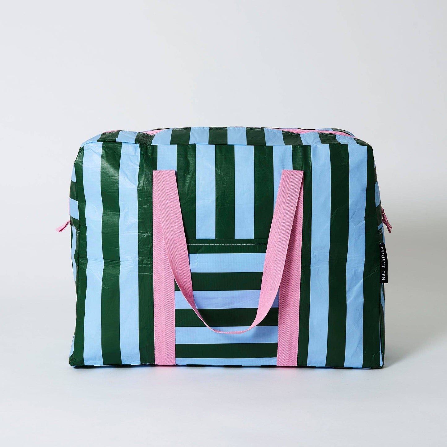 Green Blue Stripe Overnight Bag