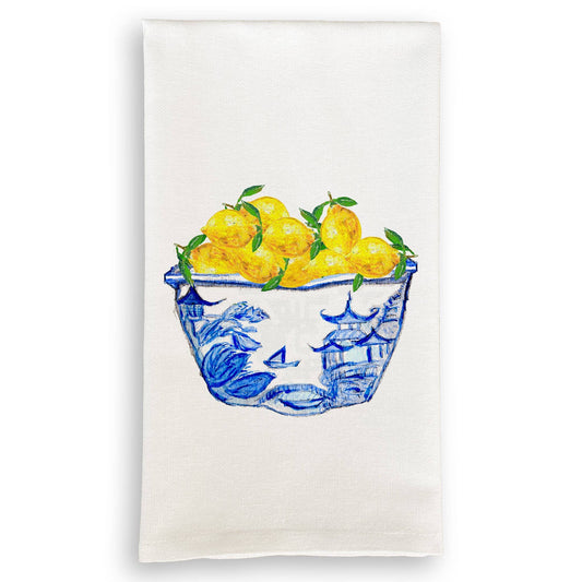 Blue & White Bowl with Lemons Dish Towel