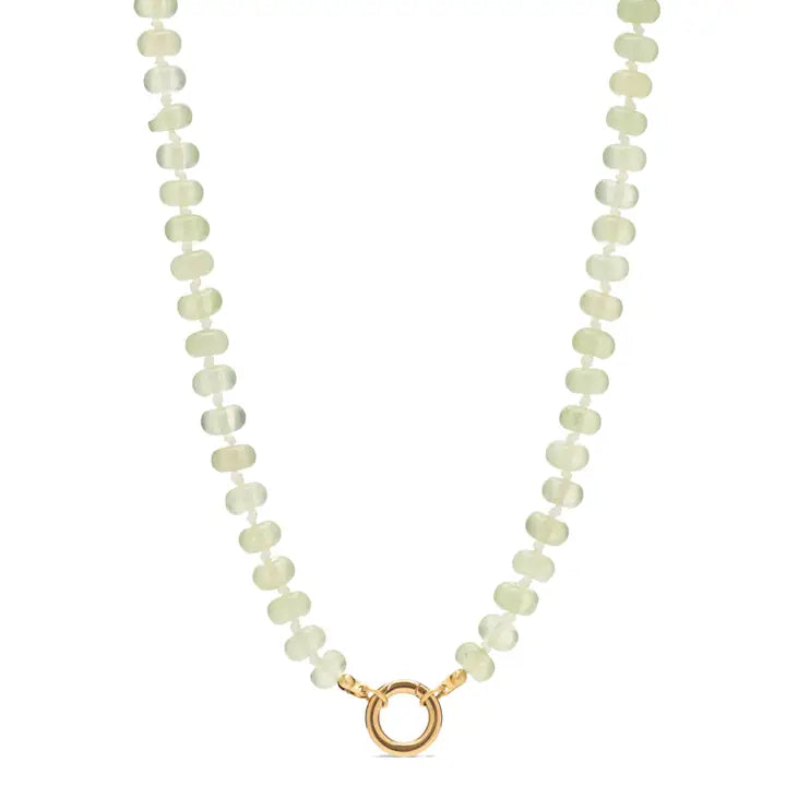 Green Carabiner Beaded Charm Necklace