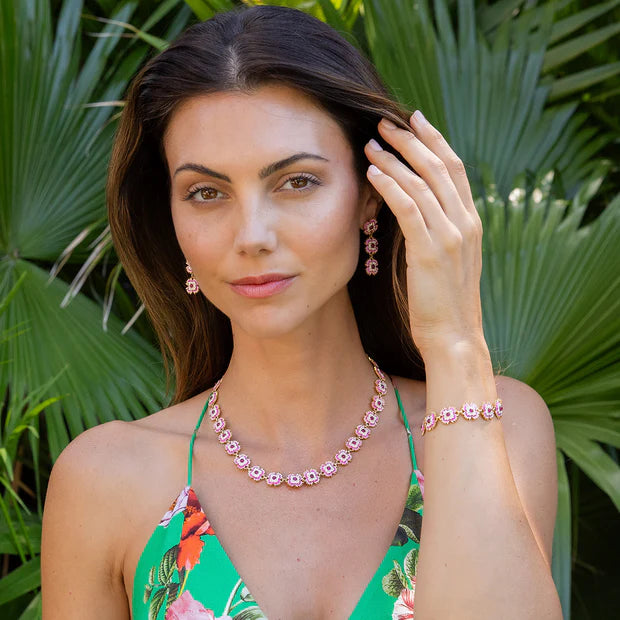 Dianthus Convertible Necklace, 16"+2" - Pink