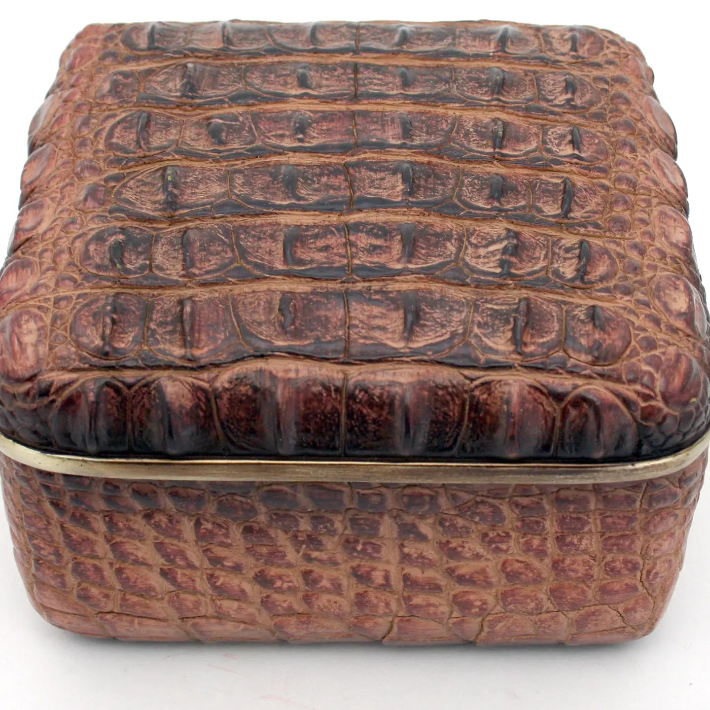 Brown Alligator Skin Square Box