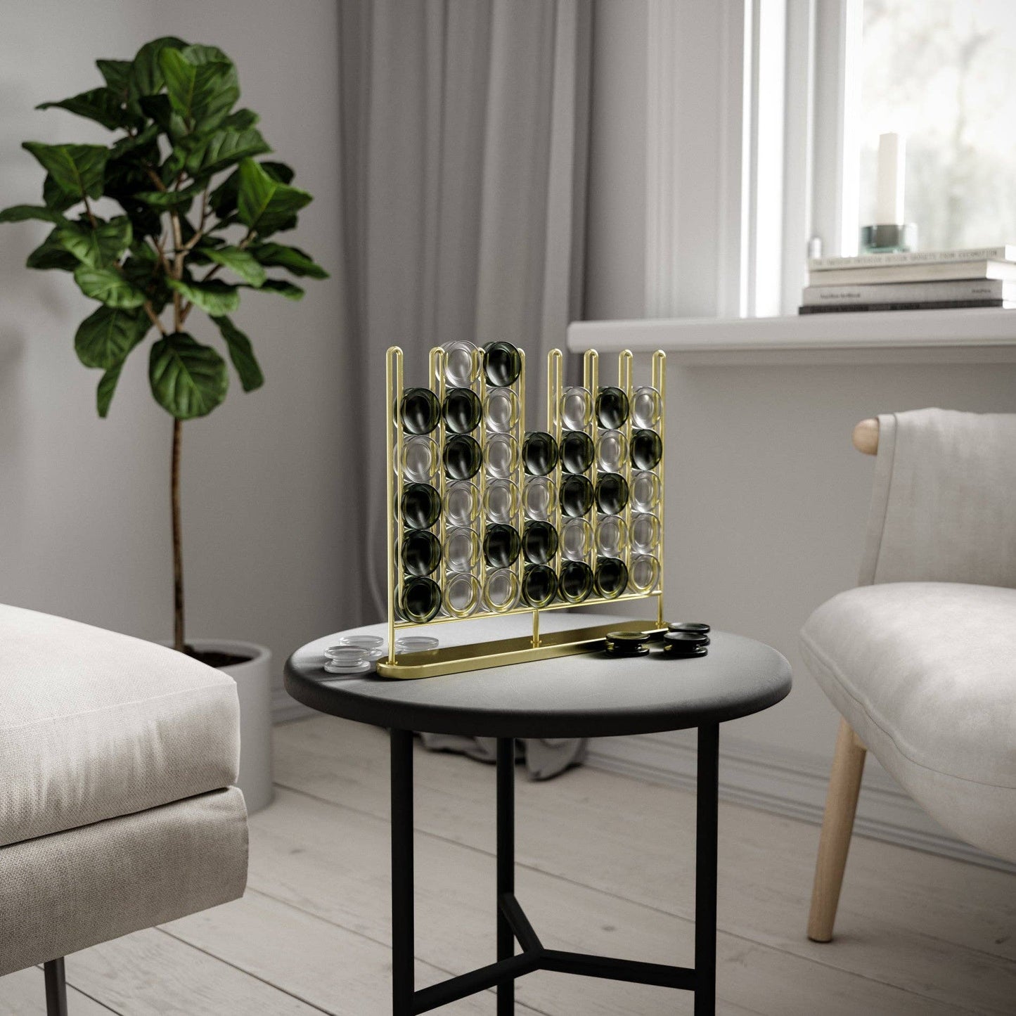 Connect 4 Game Stax 4 in a Row Home Decor Display: Brass