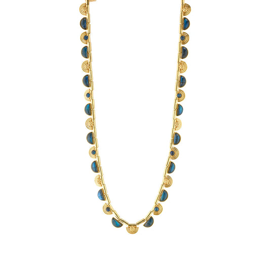 Cleopatra Riviere Necklace, 17"+2" - Blue Labradorite