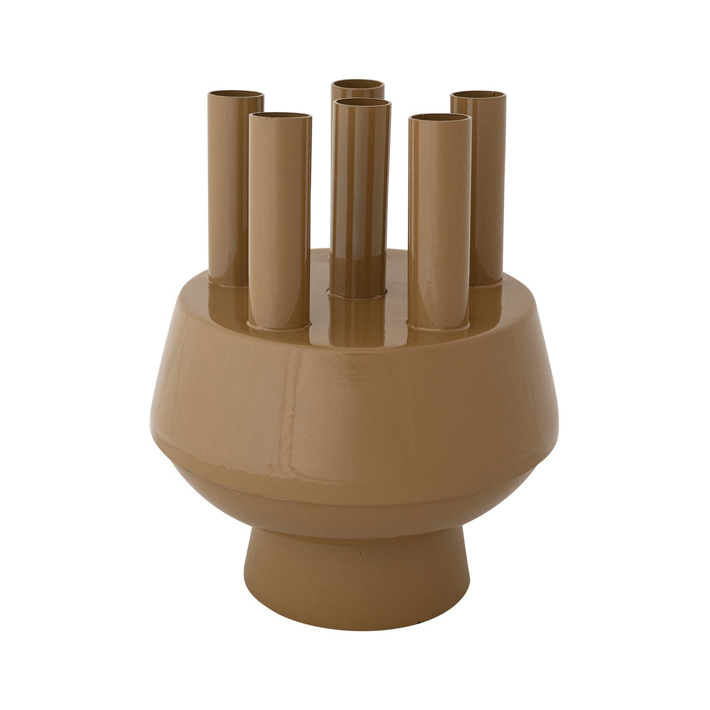 Footed Multi-Stem Flower Vase with Removable Frog Lid & 6 Openings