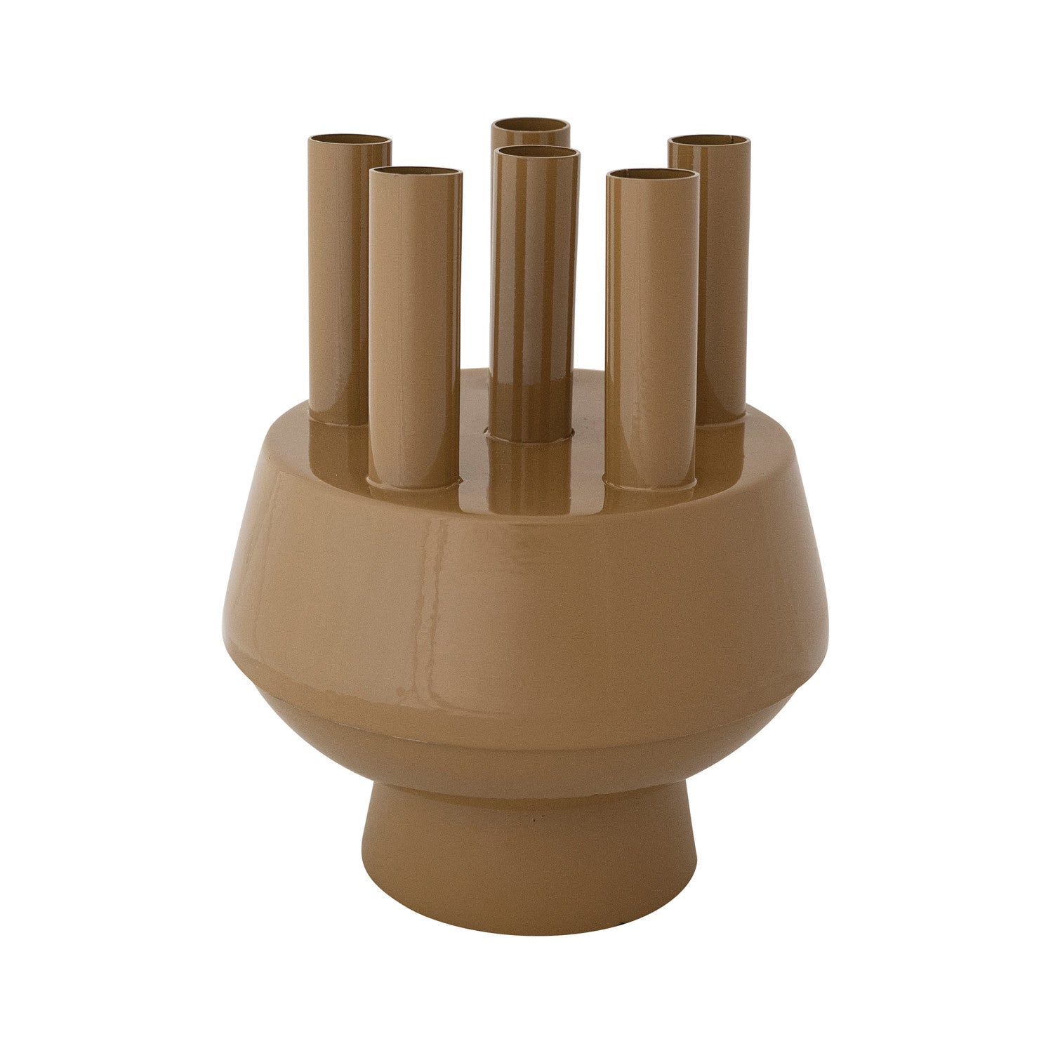 Footed Multi-Stem Flower Vase with Removable Frog Lid & 6 Openings