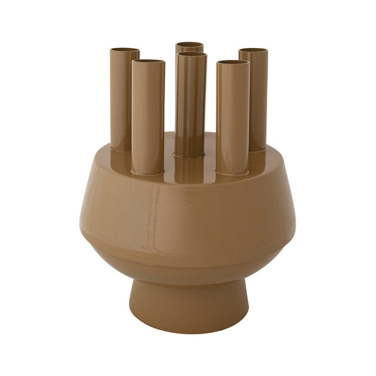 Footed Multi-Stem Flower Vase with Removable Frog Lid & 6 Openings