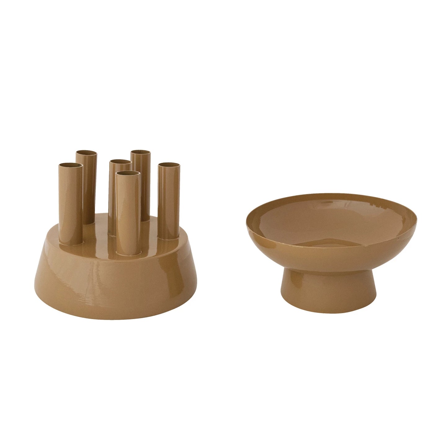 Footed Multi-Stem Flower Vase with Removable Frog Lid & 6 Openings