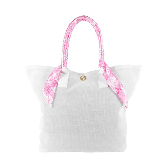 Mesh Beach Bag, Conch Shell Pink Burst of Joy