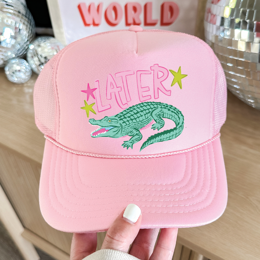 Later Gator Hand Drawn -  Foam Otto Trucker Light Pink