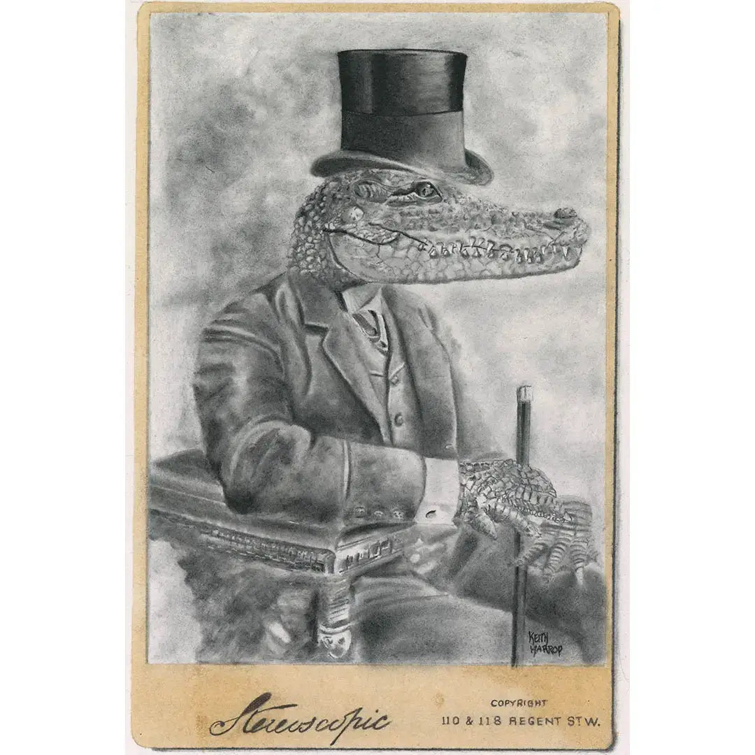 Print (signed) Alligator Pencil Art