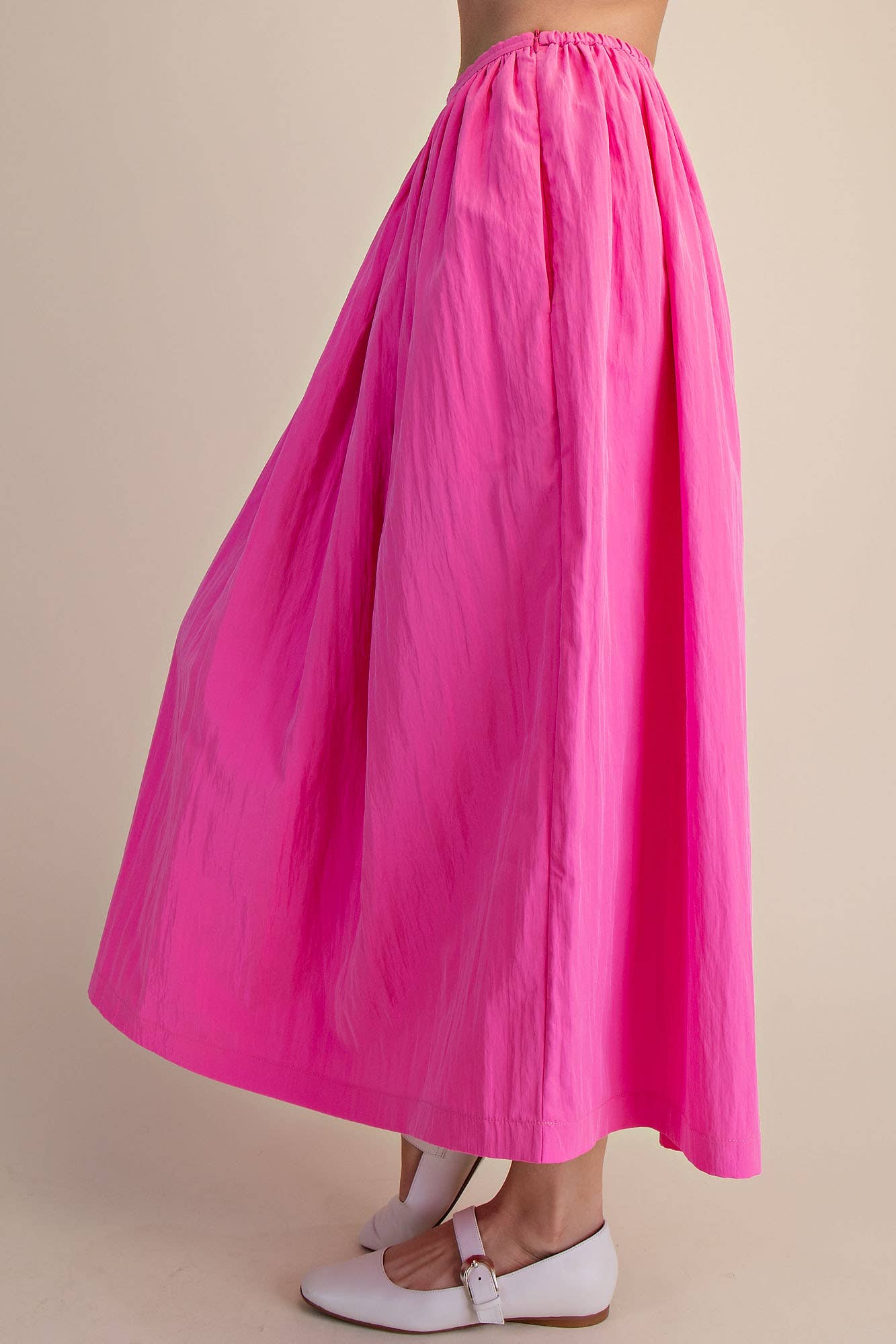 A-Line Midi Skirt: Pink