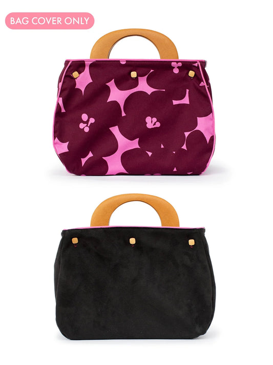 BAG COVER Jumbo Blooms Magenta & Black Faux Suede