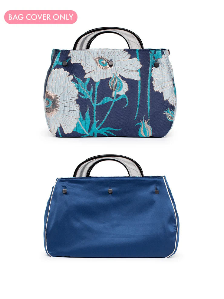 BAG COVER Tree Poppies Navy & Navy Satin