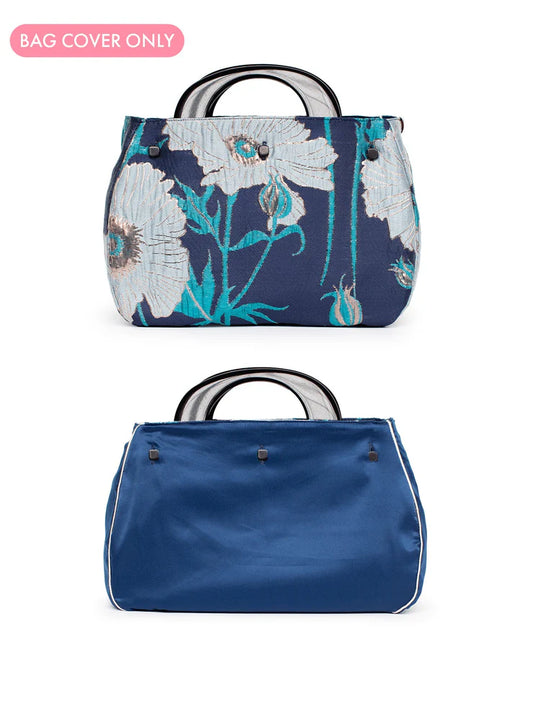 BAG COVER Tree Poppies Navy & Navy Satin
