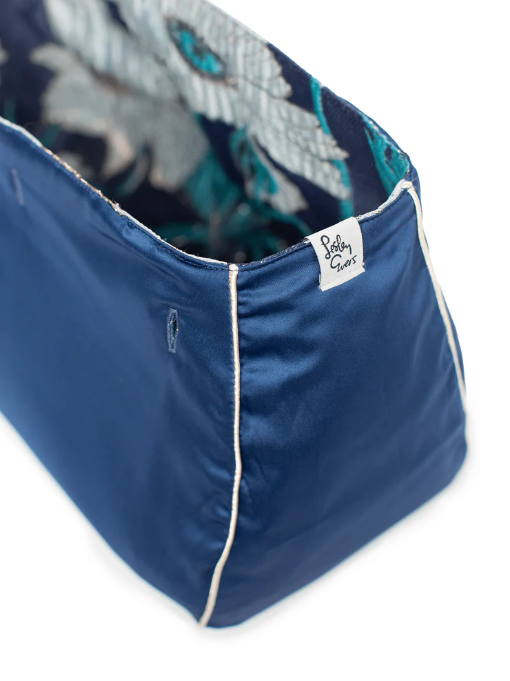BAG COVER Tree Poppies Navy & Navy Satin