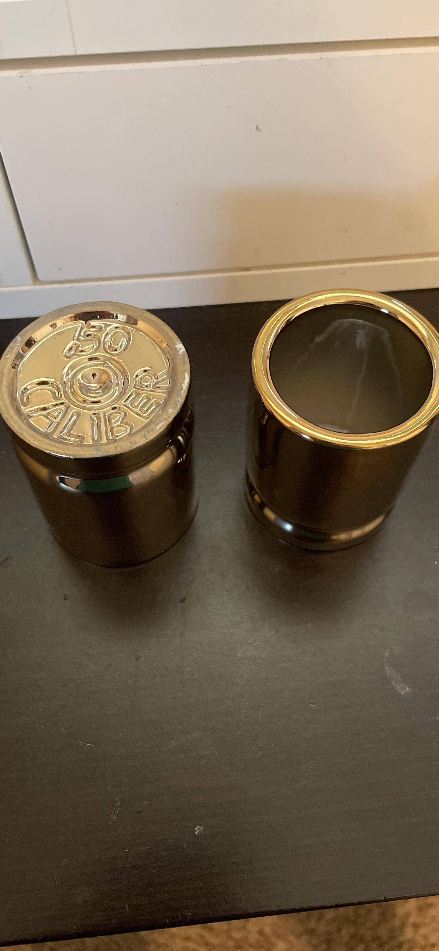 50 Caliber Brass Ceramic Shot Glasses - Set of 2