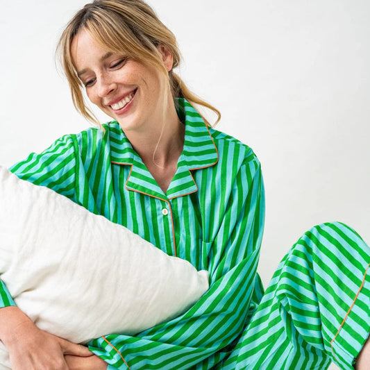 Bonnie Pajama Set (Green/Blue)