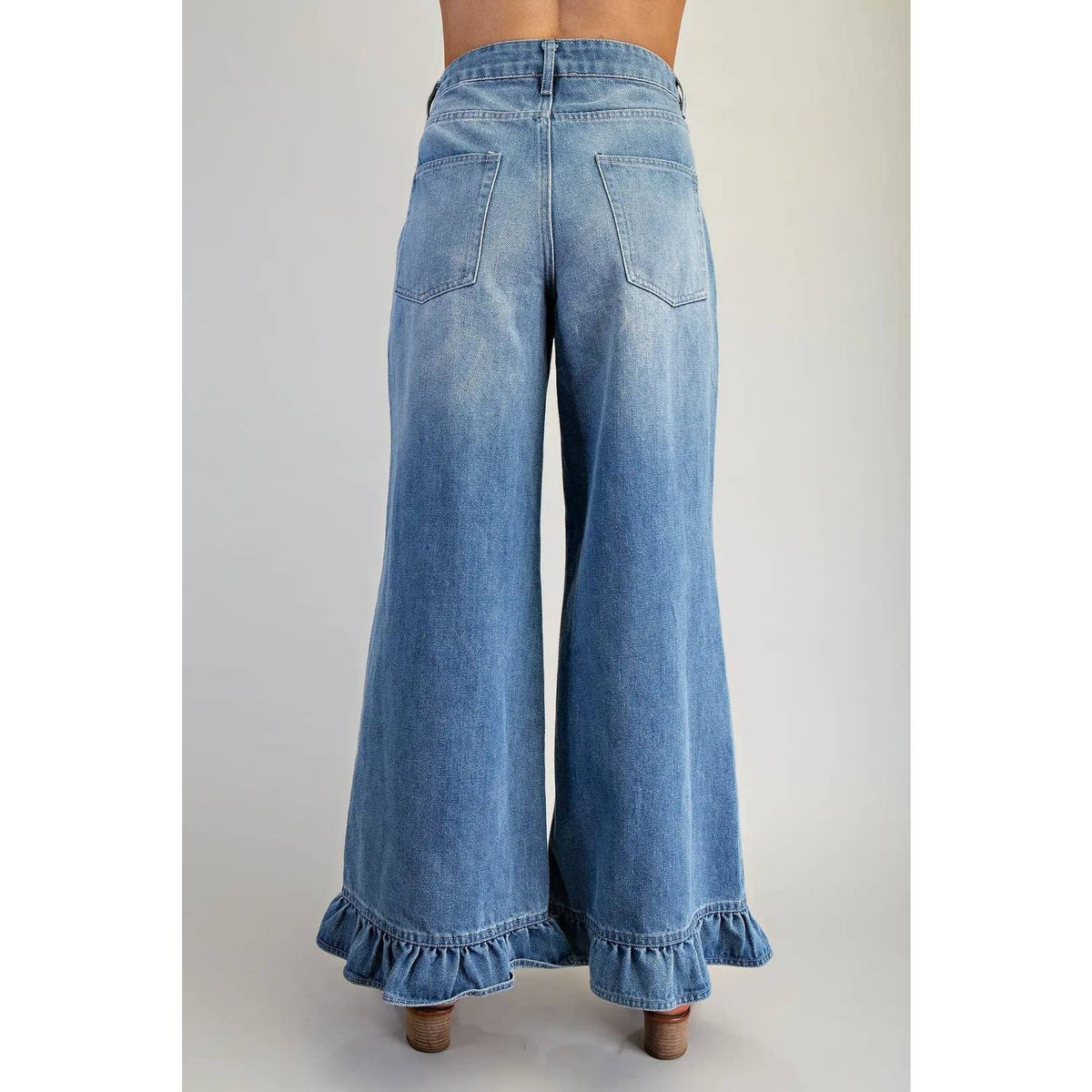 Mineral Washed Ruffle Hem Jeans: Denim