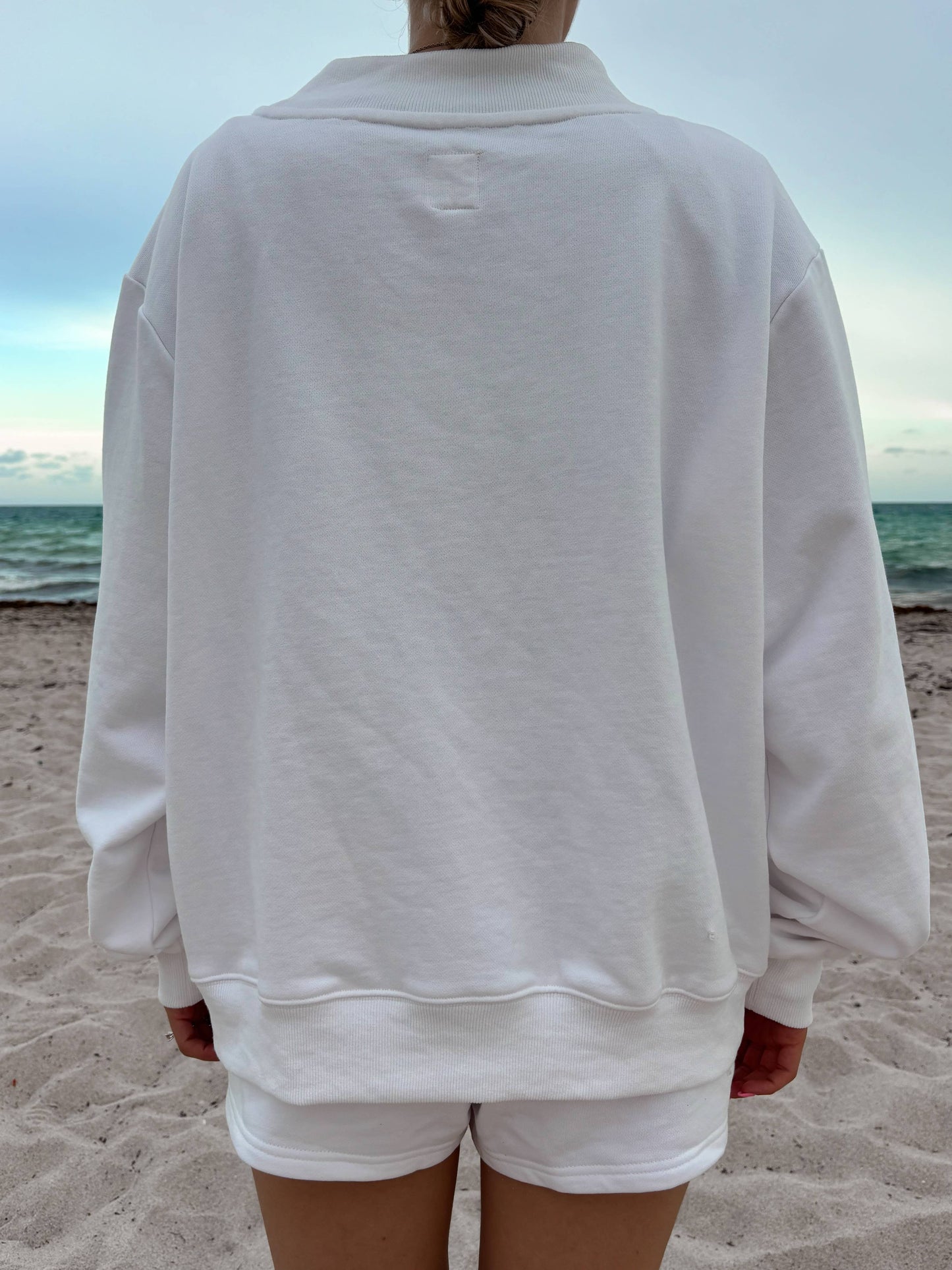 White American Flag Dog Mockneck Sweatshirt: White