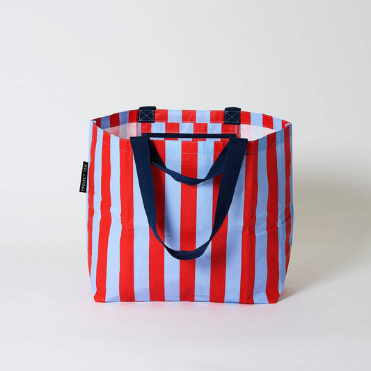 Red Blue Stripe Medium Tote