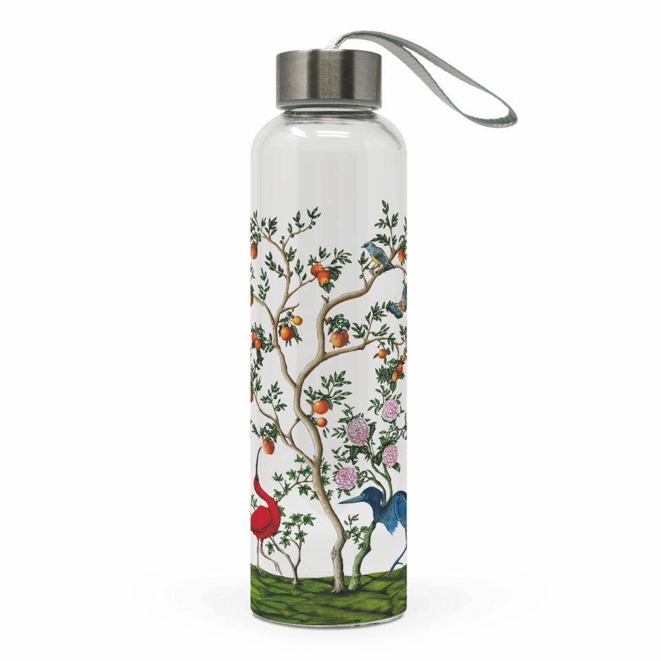 GLASS WATER BOTTLE - BIRD & BRANCH CHINOISERIE
