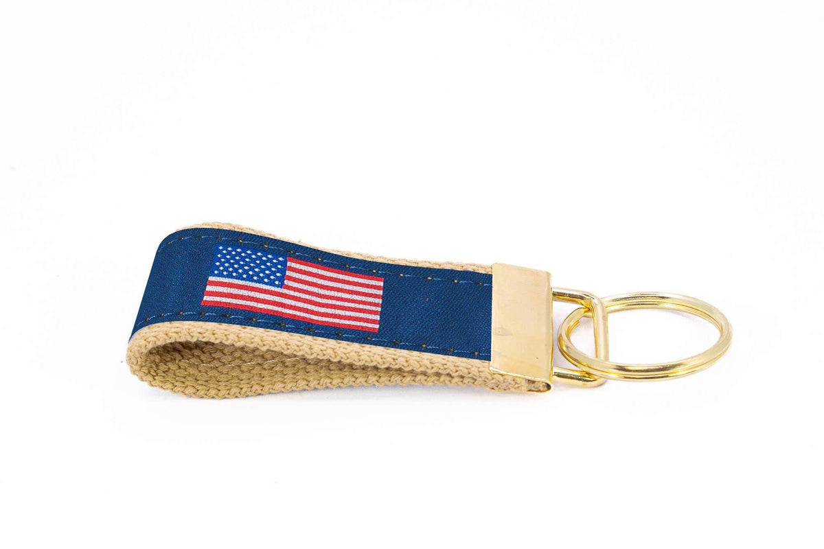 American Flag Woven Ribbon Key Chain.