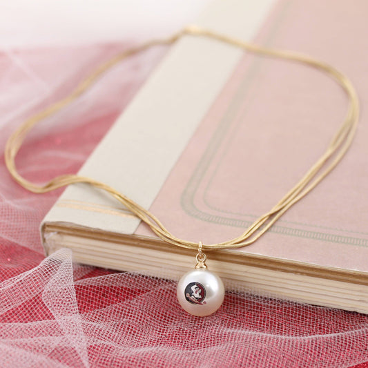 Florida State Gold & Pearl Logo 3-Strand Necklace
