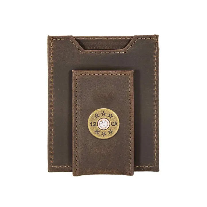 Shotshell Magnetic Leather Slim Wallet Brown