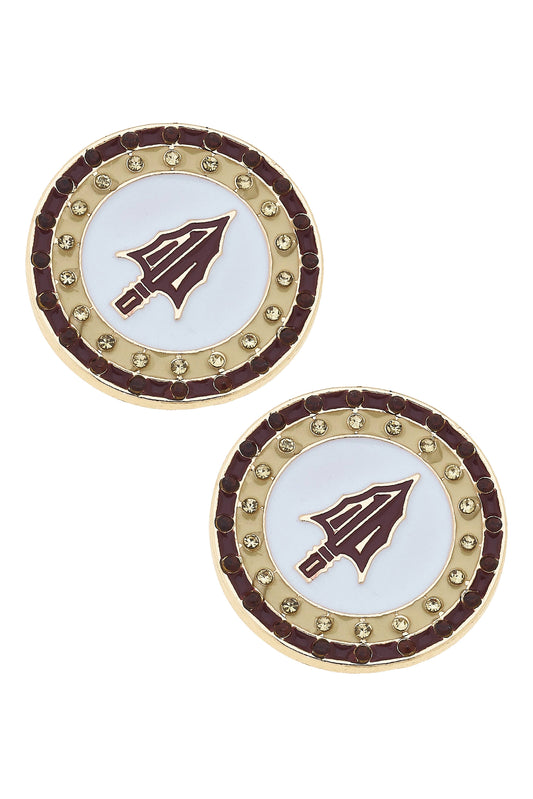 Florida State Seminoles Pave Disc Stud Earrings