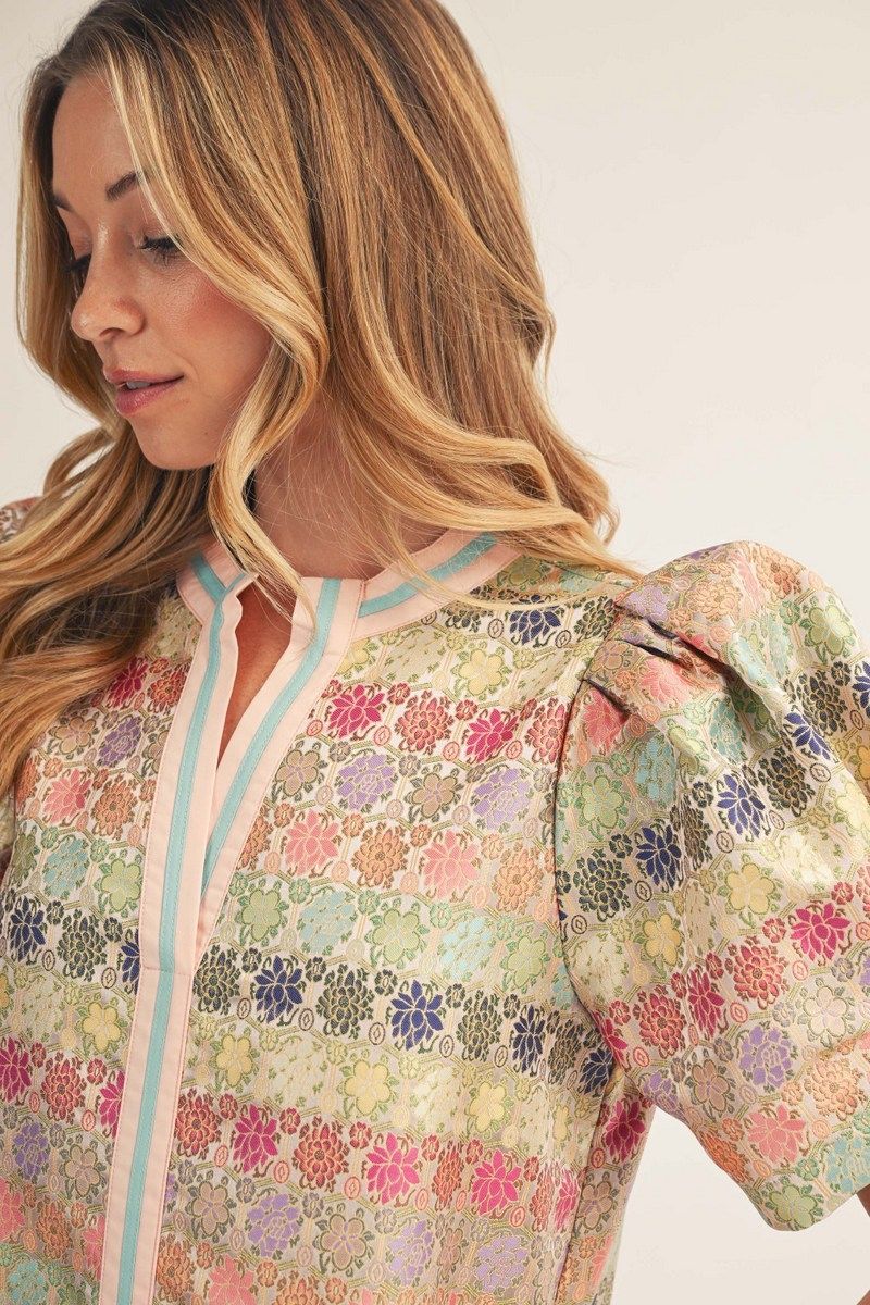 Jacquard Short Sleeve Dress