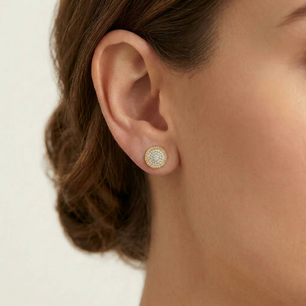 Waterproof Circle Rope Stud Earrings Gold