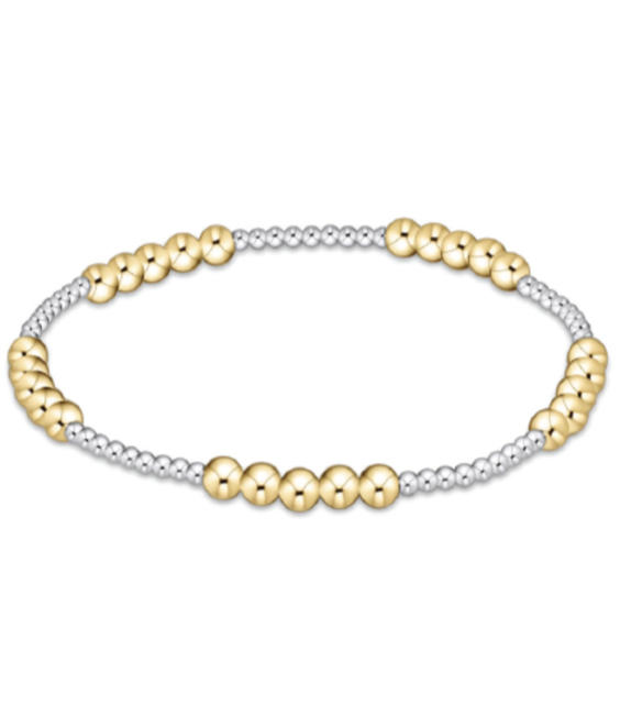 Classic Blissful Pattern 4mm Bead Bracelet- Mixed Metal