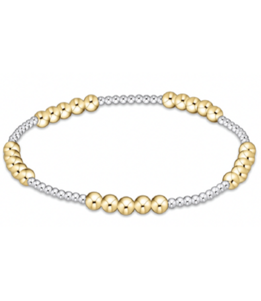 Classic Blissful Pattern 4mm Bead Bracelet- Mixed Metal