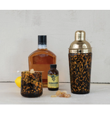 Confetti Glass Cocktail Shaker w/ Stainless Steel Top, Tortoise Shell & Gold Finish