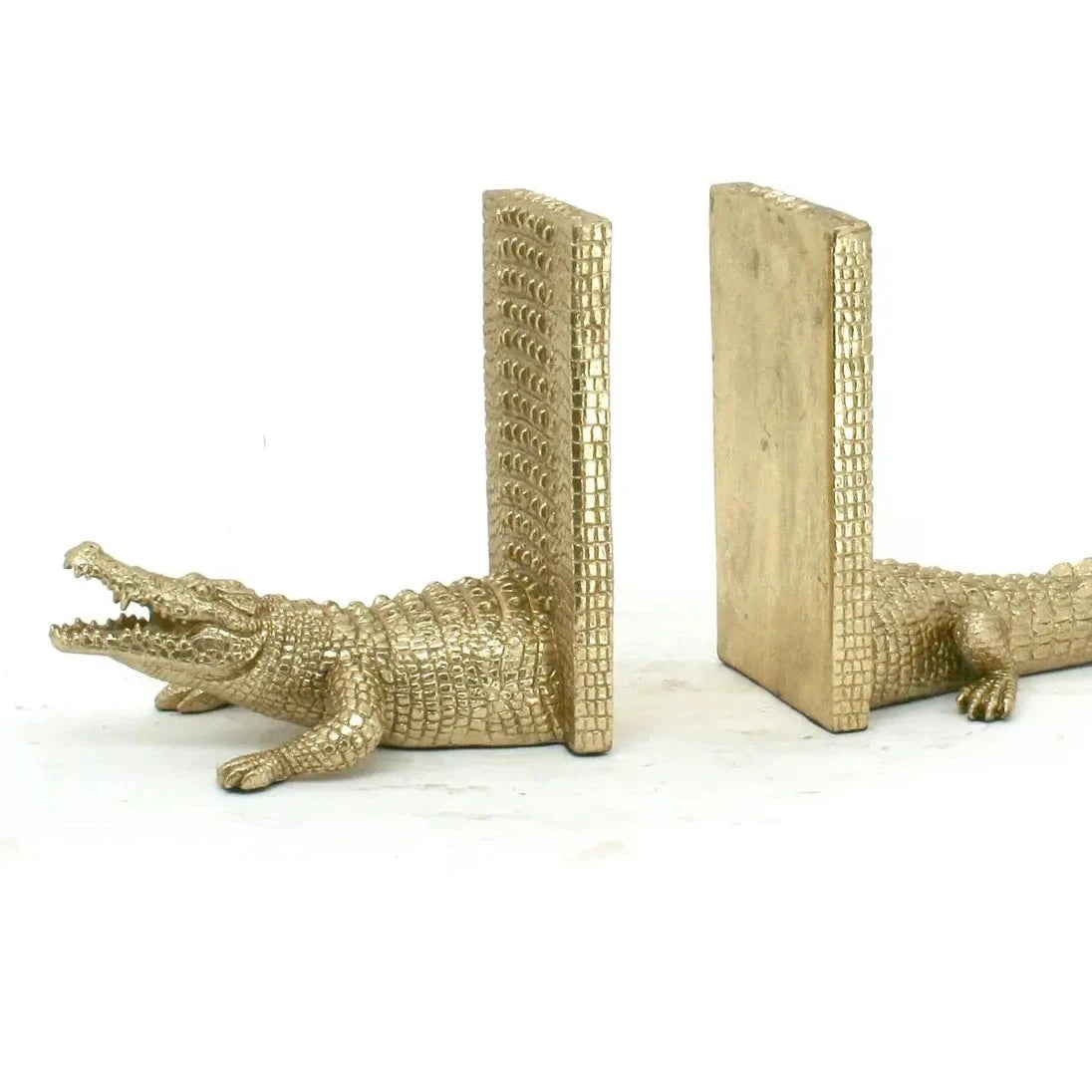 Gold Alligator Bookends