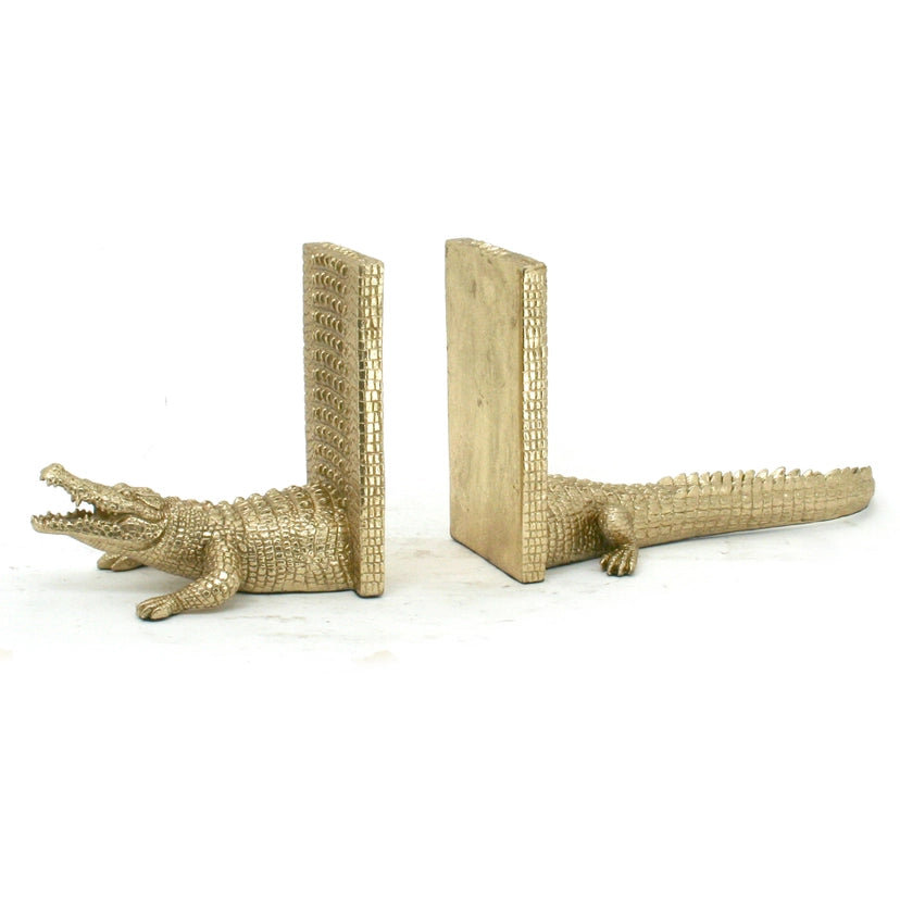 Gold Alligator Bookends