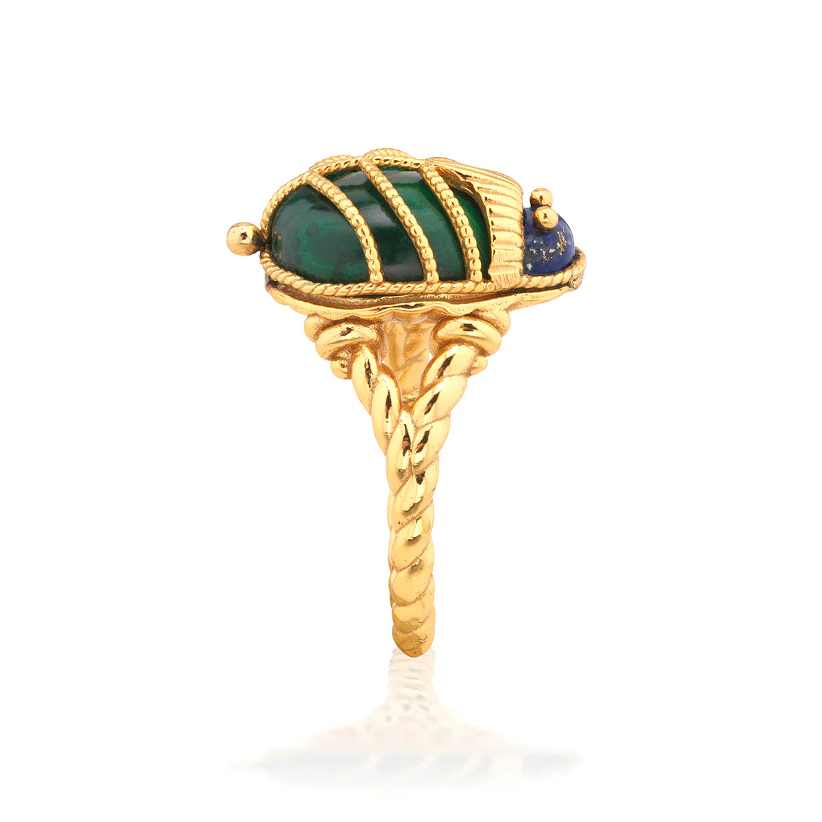 Scarab Petite Ring - Lapis/Malachite