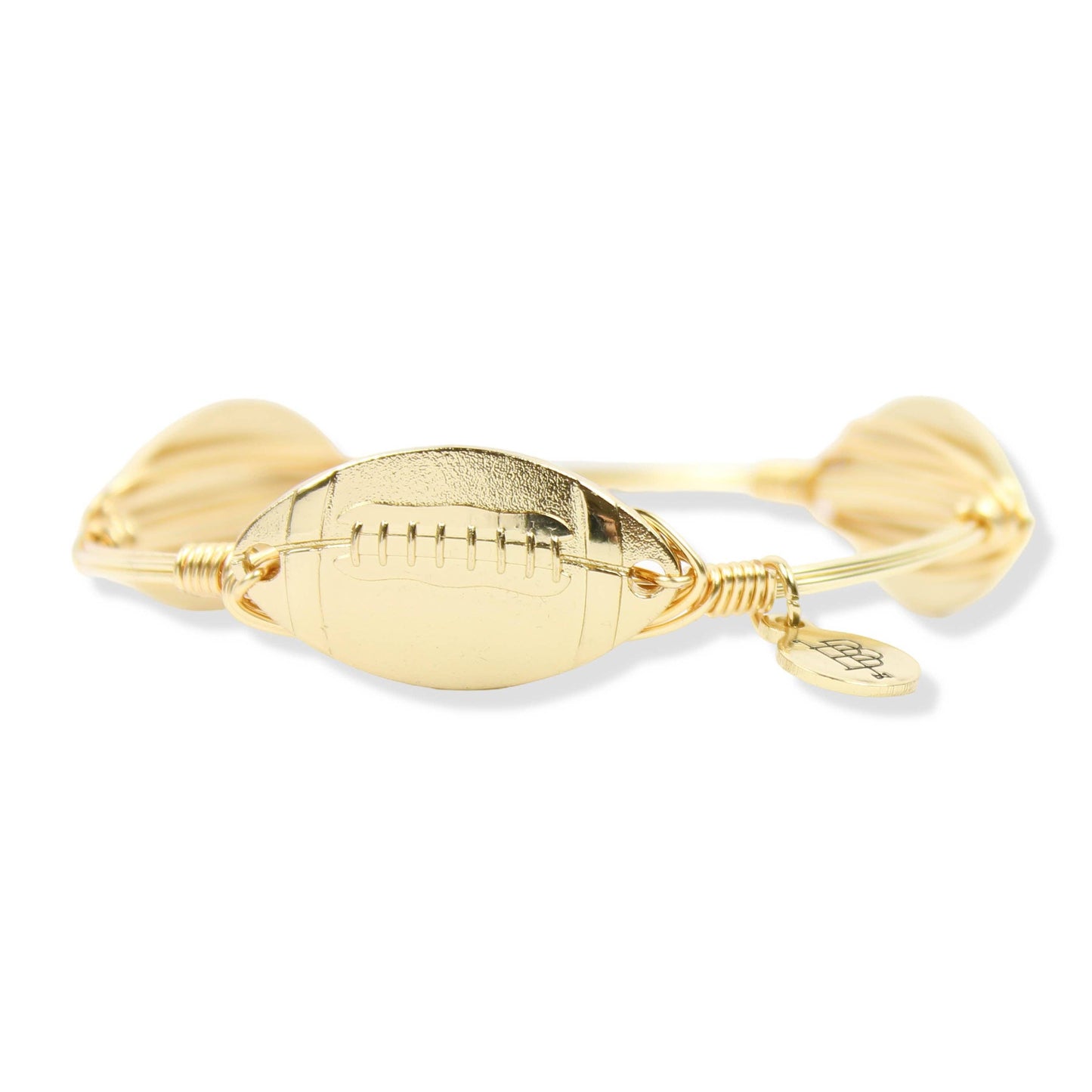 Gold Football Bangle Bracelet: Standard 8"