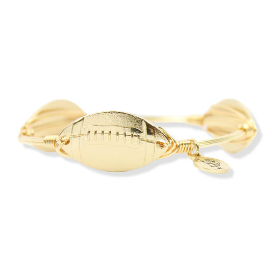 Gold Football Bangle Bracelet: Standard 8"