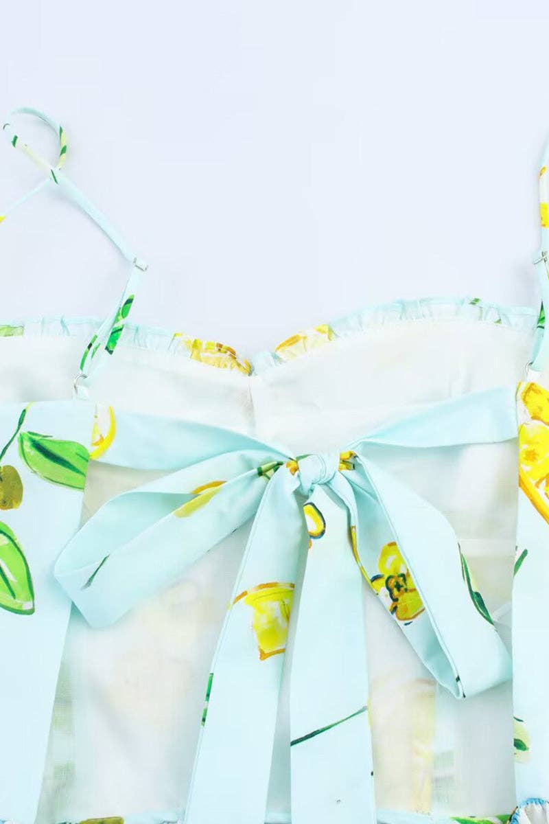 Lemon Print Sundress with Spaghetti Straps