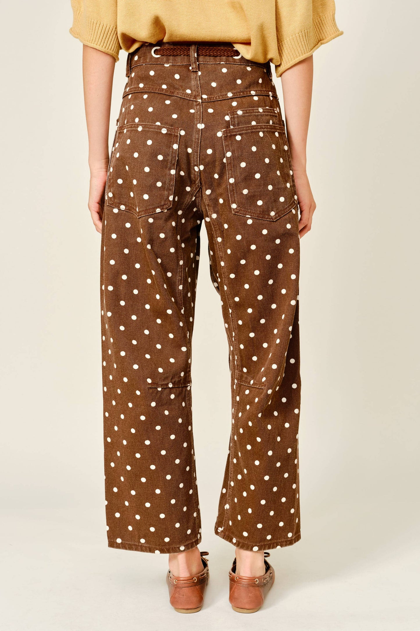 Dot Barrel Denim Pants
