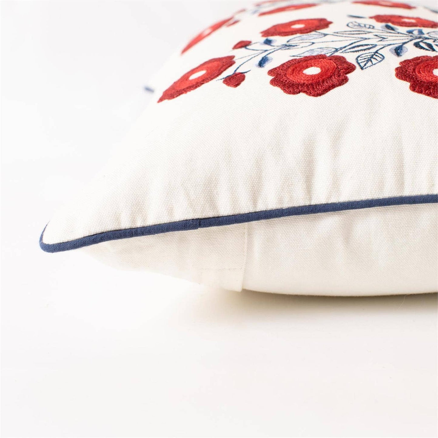 Lumbar Pillow Red White And Blue Embroidered
