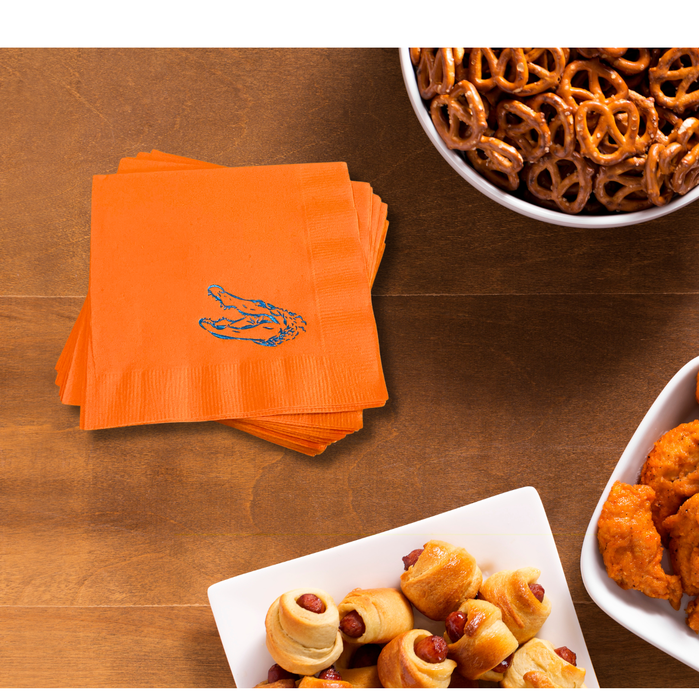 Gator Orange Napkin Blue Shiny Foil Napkins