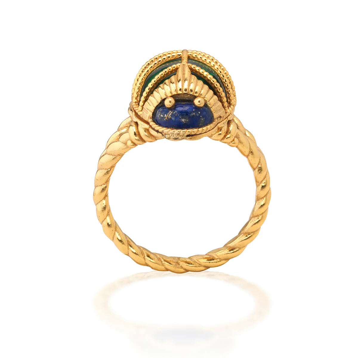 Scarab Petite Ring - Lapis/Malachite