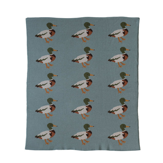 Cotton Knit Baby Blanket w/ Ducks, Multi Color ©