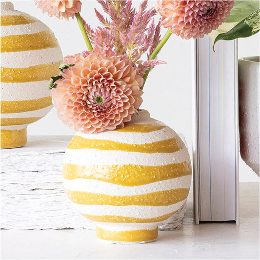 Striped Yellow /White Vase